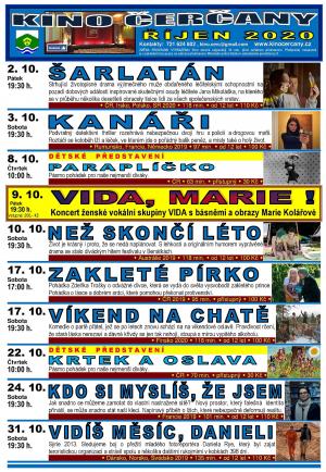 Program kina v Čerčanech na říjen 2020 1