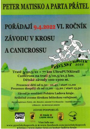 Běžecký závod v krosu a canicrossu v Pyšelích 9.4. 1